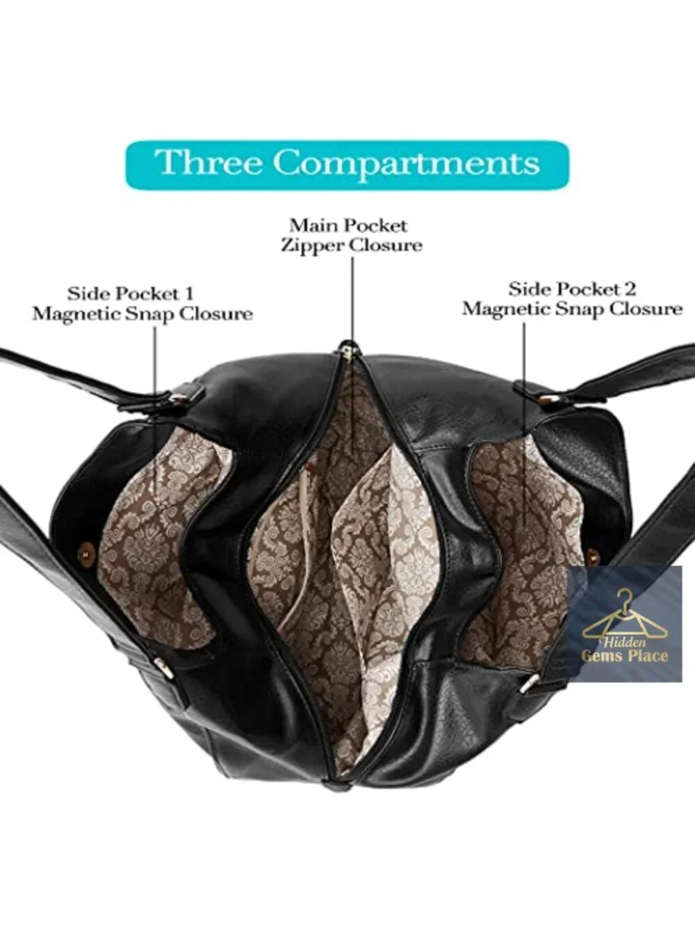 Vegan Leather Hobo Shoulder Bag Tote Purse Large Capacity Travel Work